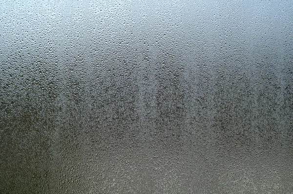 Reggeli Páralecsapódás Ablakokon Külső Hűtési Idő Alatt Páralecsapódás Textúrája Ablakon — Stock Fotó