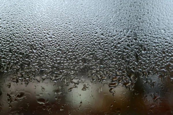 Daggdroppar Och Kondens Glas Kall Årstid Och Hög Luftfuktighet Fönstren — Stockfoto