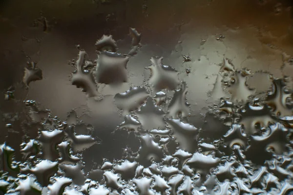 Крупним Планом Конденсація Краплями Води Склі Текстура Конденсату Вікні — стокове фото