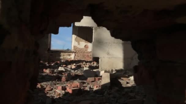 Hole Brick Wall Broken Destroyed Industrial Industrial Building Video — Vídeo de Stock