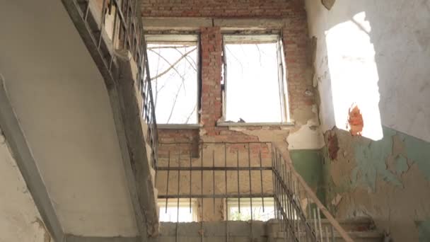 Staircase Abandoned Building Emergency Stairs Emergency Building Video Abandoned Industrial — Vídeo de Stock