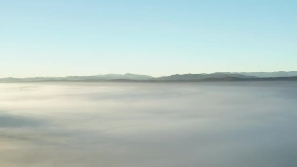 Drone Flight Village Morning Fog Panoramic View Panoramic Video Ukrainian — Stock Video