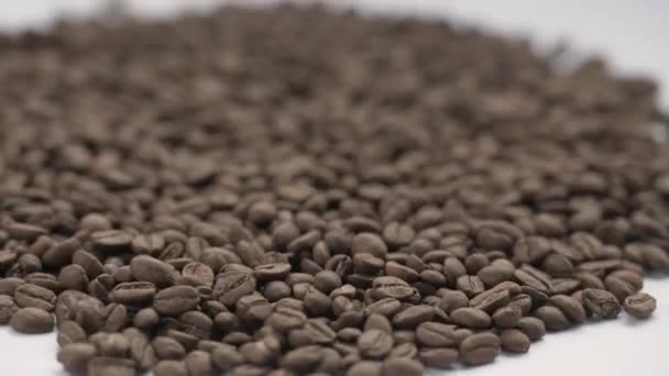 Wideo Bliska Ziarna Kawy Ziarna Kawy Jako Tekstury Powiększenie Kawy — Wideo stockowe