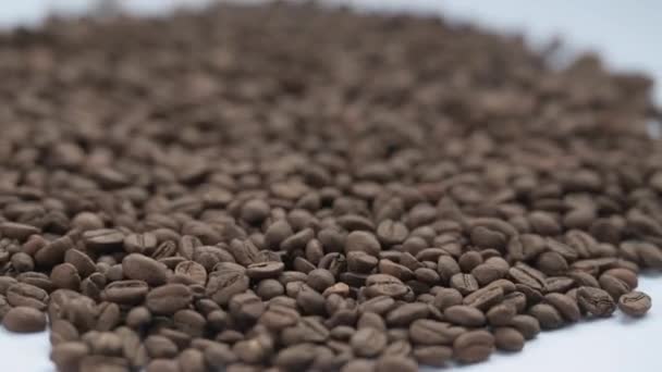 Roasted Coffee Beans Close Video Coffee Beans Top View Coffee — Stock Video