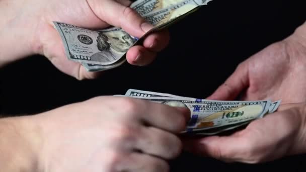 Підрахунок Грошей Вручну Переказ Доларових Банкнот Рук Руки Економічні Бухгалтерські — стокове відео