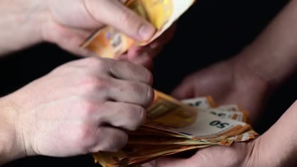 Counting Money Hand Transfer Euro Bills Hand Hand Economic Accounting — Stock Video