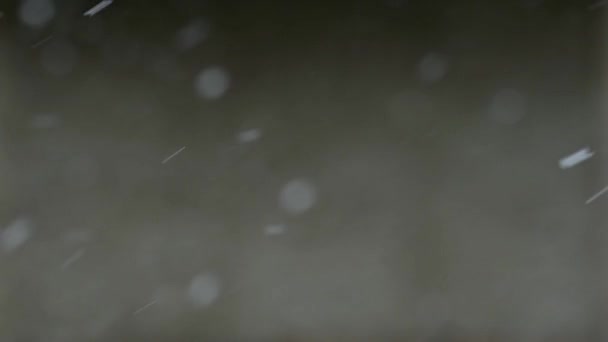 Movimiento Lento Copos Nieve Invierno Pueblo Vista Nevadas Desde Ventana — Vídeos de Stock