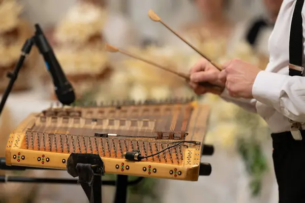結婚式のシンバル ウクライナの民族楽器 シンバルは弦楽器です — ストック写真