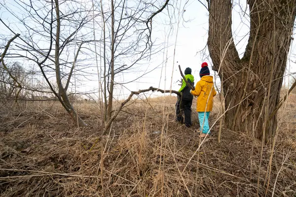İki arkadaş, renkli ceketlerle sarılı, sessiz bir ormanda, ilkbaharın serinliğini kucaklayan narin dalları ve topraksı dokuları fark ederek maceraya atılırlar..