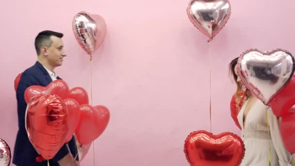 Beautiful Couple Valentine Day Celebrate February Love Woman Man Kissing — Αρχείο Βίντεο