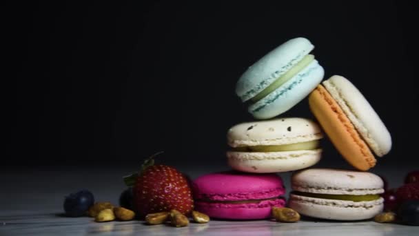 Colorful Macarons Cakes Small French Cakes Sweet Colorful French Macaroons — 비디오