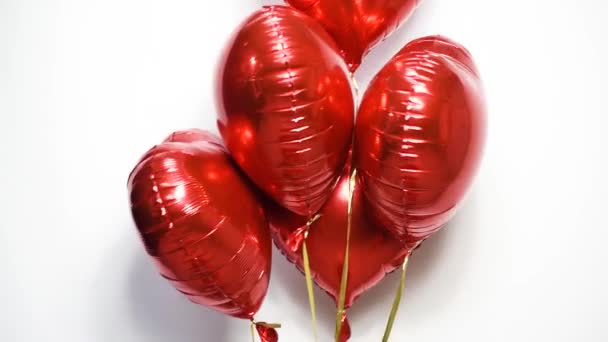 Balloons Shape Red Heart Celebrating Valentine Day Many Balloons Air — Vídeo de stock