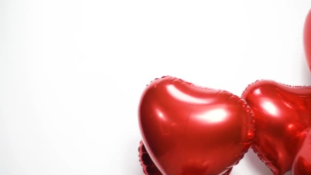 Balloons Shape Red Heart Celebrating Valentine Day Many Balloons Air — Vídeo de Stock