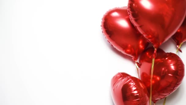 Balloons Shape Red Heart Celebrating Valentine Day Many Balloons Air — Video Stock