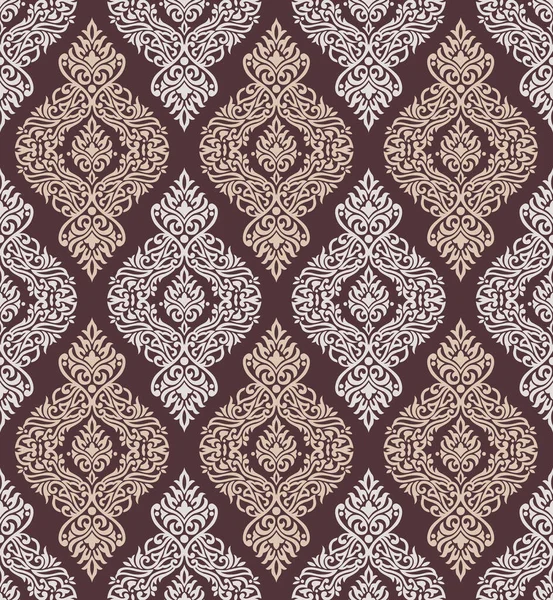 Seamless Traditional Asian Damask Wallpaper Design — Stock Vector