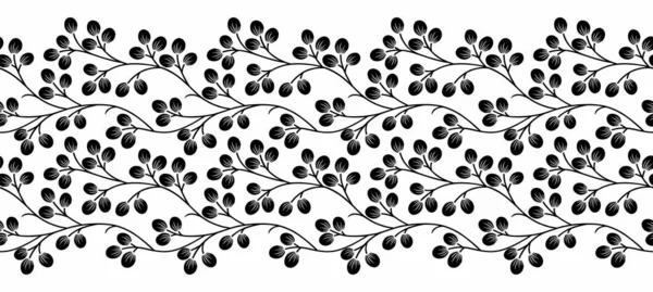 Design Bordure Florale Noir Blanc — Image vectorielle