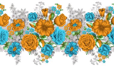 Dikişsiz gül çiçeği kenar tasarımı