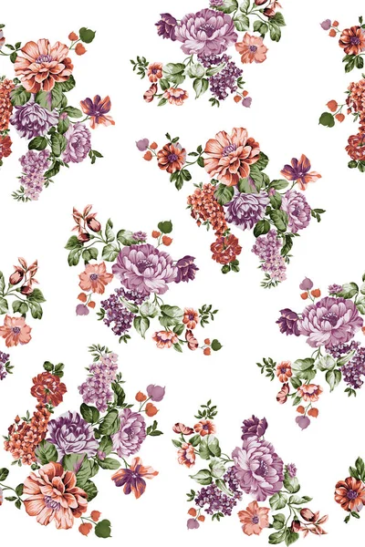 Diseño Borde Floral Horizontal Sin Costuras —  Fotos de Stock
