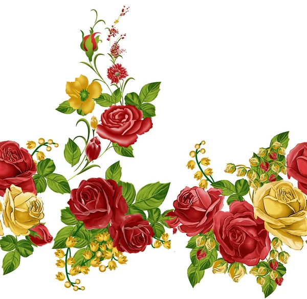 Nahtlose Rote Rose Blume Borte Design — Stockfoto