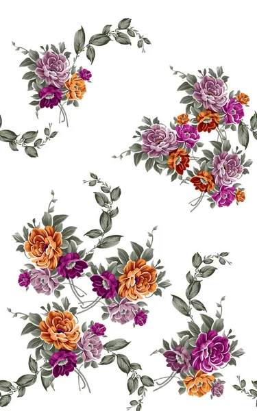 Seamless Dry Rose Flower Border Design — Stockfoto