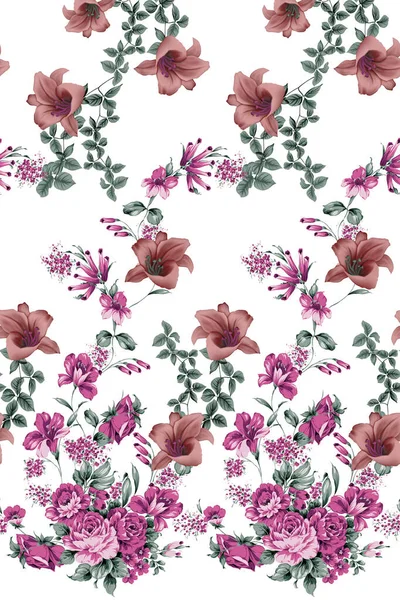 Seamless Red Rose Flower Border Design — Stock Photo, Image