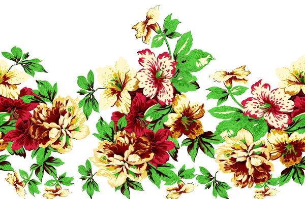Seamless mix floral border design