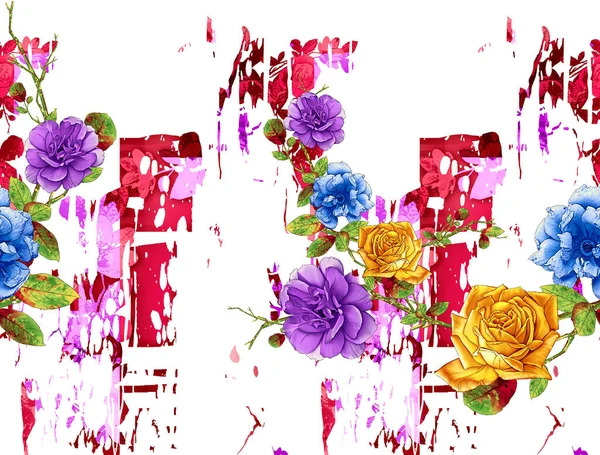 การออกแบบขอบดอกไม นามธรรมส รอยต — ภาพถ่ายสต็อก