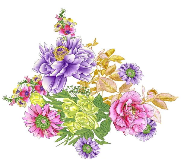 Wildrose Blumen Design Auf Weißem Hintergrund — Stockfoto