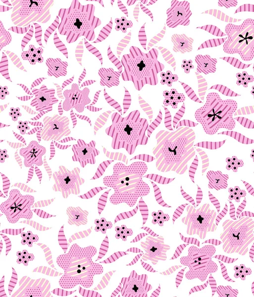 Бесшовный Розовый Цветочный Узор Белом Фоне — стоковое фото
