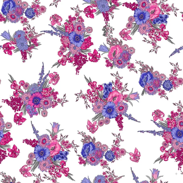 Seamless Floral Pattern White Background — Stock Photo, Image