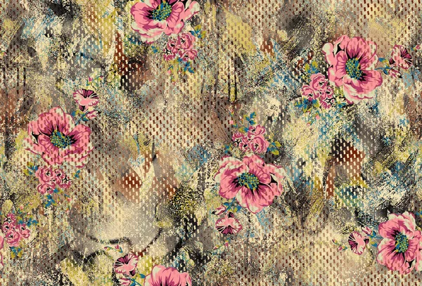 stock image Seamless digital textile floral pattern