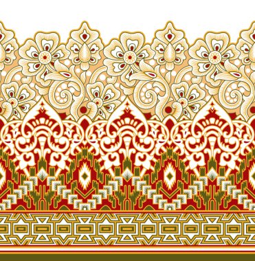 Geometrik şekilli kusursuz çiçekli kenar