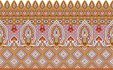 Seamless tribal border with geometrical shapes clipart