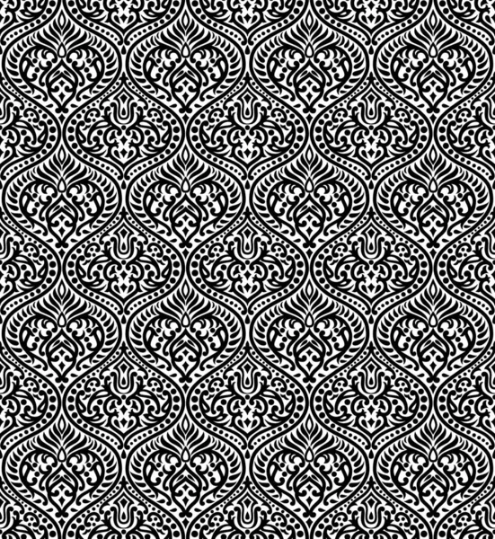 Diseño Patrón Damasco Blanco Negro Sin Costuras — Foto de Stock