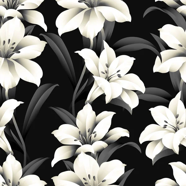 Nahtloses Blumenmuster Auf Dunklem Hintergrund — Stockfoto