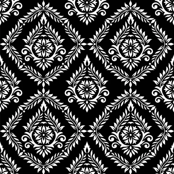 Seamless Black White Damask Wallpaper — Stock Vector