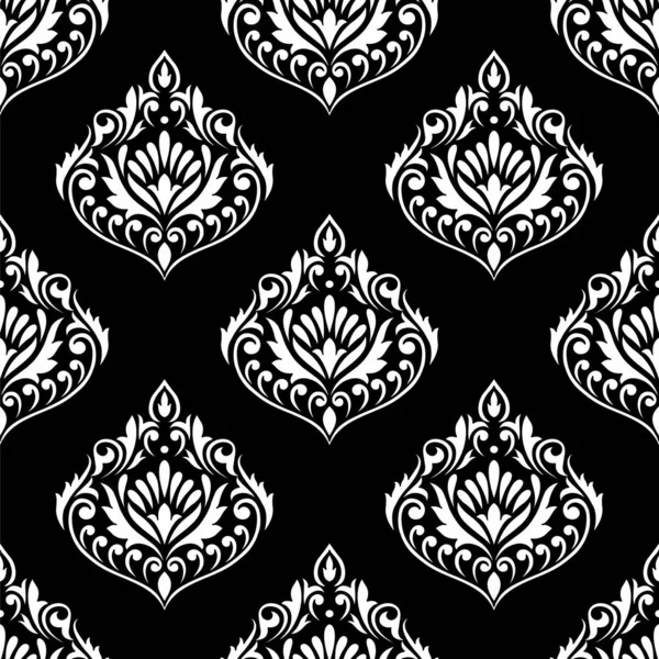 Fond Écran Damassé Noir Blanc Sans Couture — Image vectorielle