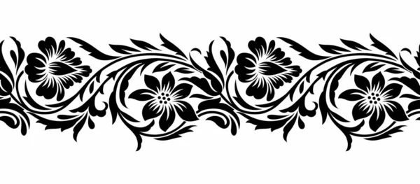 无缝线矢量花卉边框设计 — 图库矢量图片