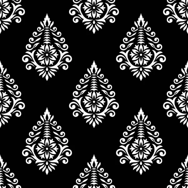 Design Papier Peint Damassé Noir Blanc Sans Couture — Image vectorielle