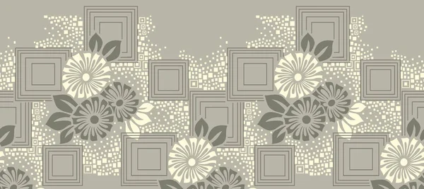 Design Bordure Florale Géométrique Sans Couture — Image vectorielle