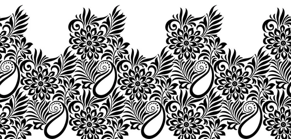Бесшовная Черно Белая Вырезка Цветочным Дизайном — стоковый вектор