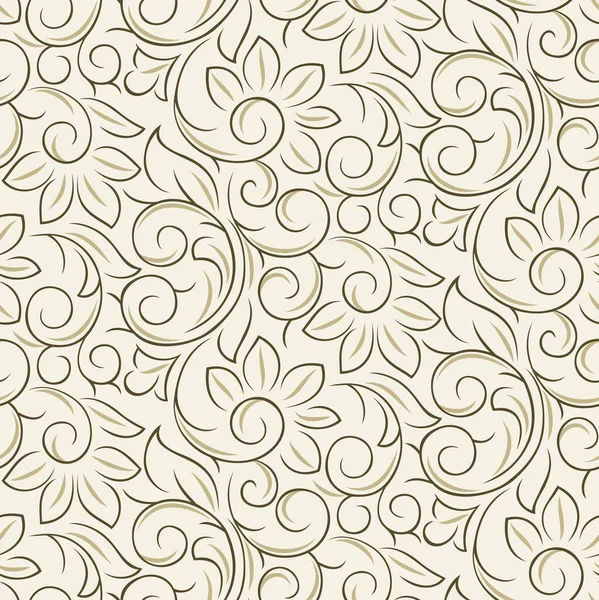 Seamless Swirly Flower Pattern Design — Stock Vector