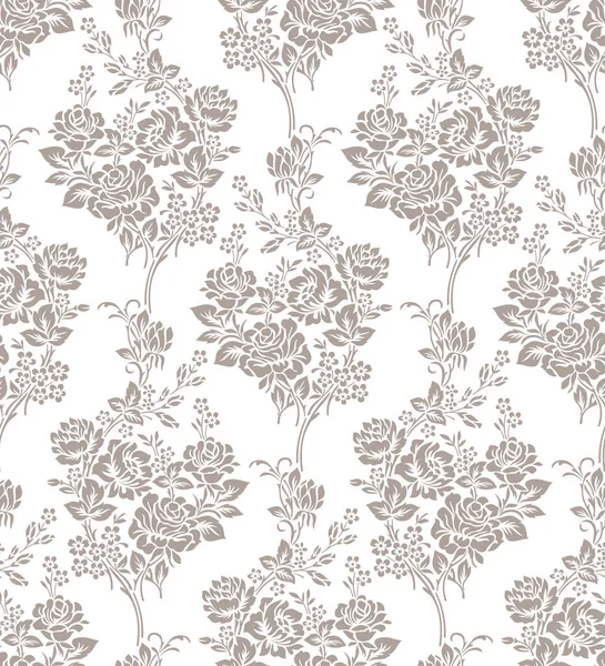 Seamless Vector Rose Flower Pattern Design White Background — Stock Vector