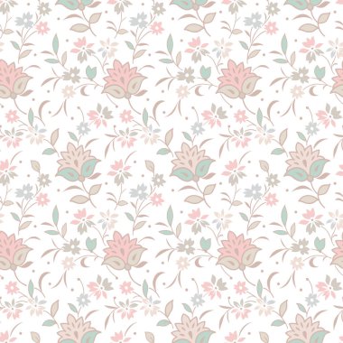 Beyaz arkaplanda kusursuz küçük vektör çiçek deseni