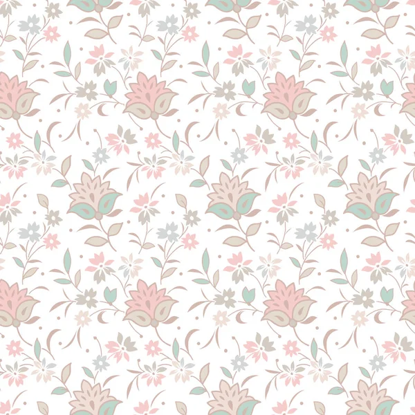 Petit Motif Fleurs Vectorielles Sans Couture Sur Fond Blanc — Image vectorielle