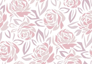 Beyaz arkaplanda kusursuz soyut gül deseni