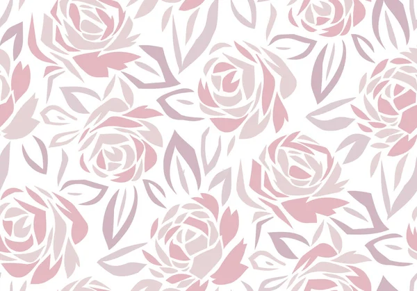 Modèle Fleur Rose Abstraite Sans Couture Sur Fond Blanc — Image vectorielle