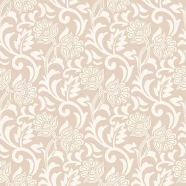 Kusursuz kıvrımlı Asya çiçekli desen tasarımı