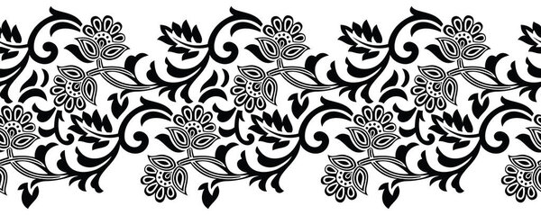 Seamless black and white lacy border design