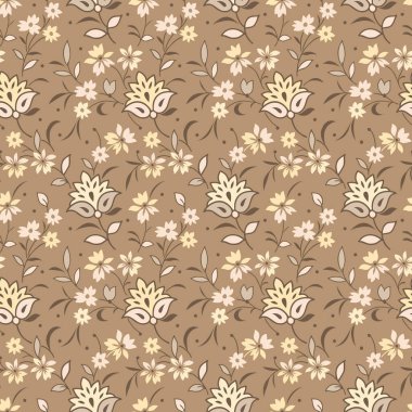 Kusursuz kahverengi çiçek desenli tasarım.